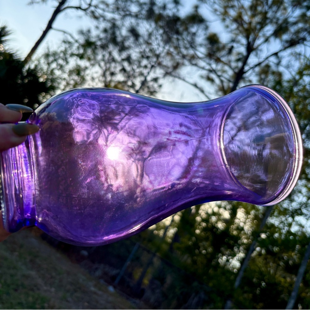 Purple Glass Bouquet Vase Decor Flower Accessory Accent Pisces Regal Royal Lent - Picture 7 of 12